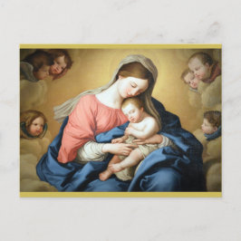 Cartão Postal De Festividades Sassoferrato Madonna e Child com os Angels de Cher