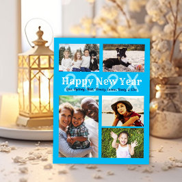 Cartão Postal De Festividades Saudação de Ano Novo Feliz para Família com Múltip