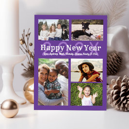 Cartão Postal De Festividades Saudação de Ano Novo Feliz para Família com Múltip