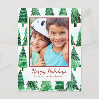 Cartão Postal De Festividades Saudação de Foto da Árvore de Natal Verde