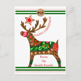 Cartão Postal De Festividades Saudação de Natal escandinavo com texto personaliz