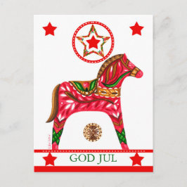 Cartão Postal De Festividades Saudação de Natal escandinavo com texto personaliz