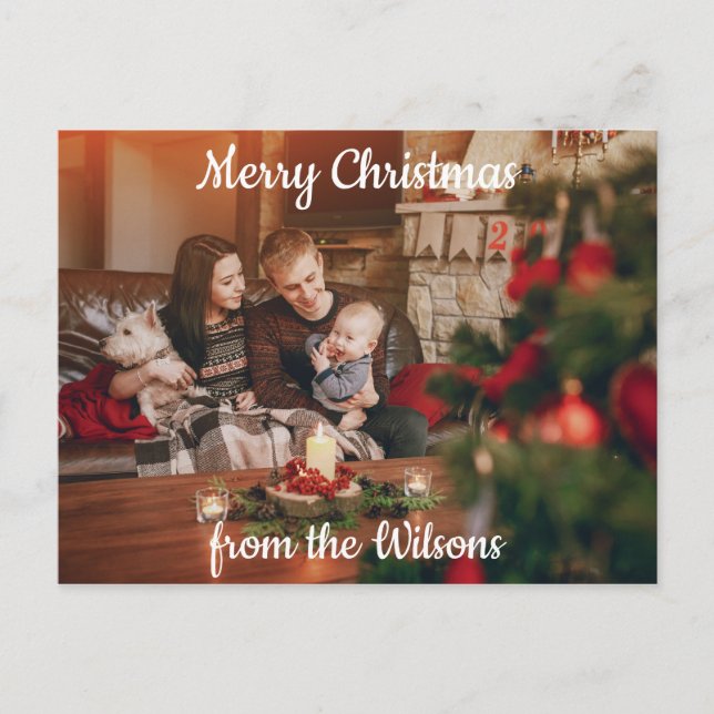 Cartão Postal De Festividades Saudação de Natal Familiar (Frente)