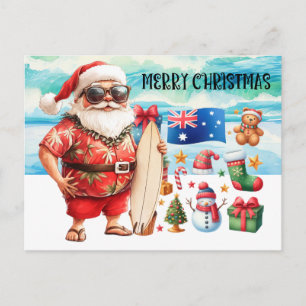 Cartão Postal De Festividades Saudação de Natal na Austrália com Papai Noel de V