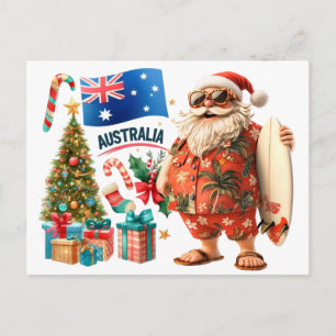 Cartão Postal De Festividades Saudação de Natal na Austrália com Papai Noel de V