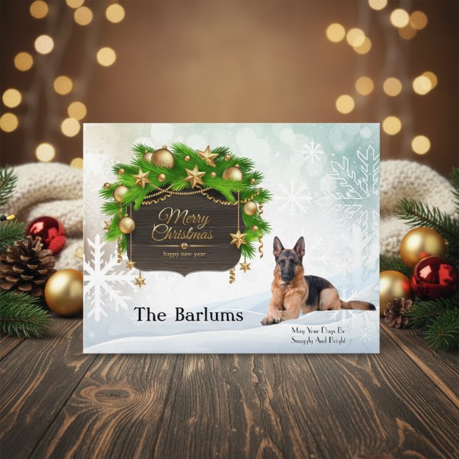 Cartão Postal De Festividades Saudação de Natal Personalizada do german shepherd (German Shepherd Personalized Christmas Greeting Holiday Postcard)