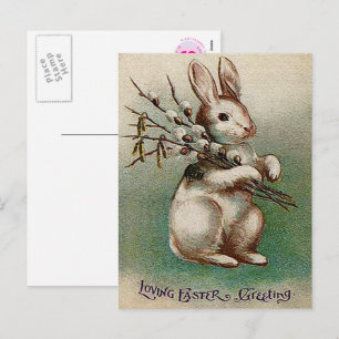 Cartão Postal De Festividades Saudação de Páscoa Amorosa Vintage