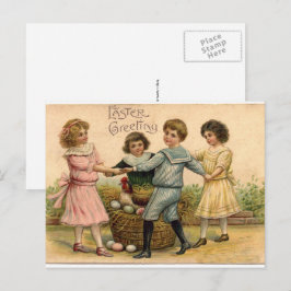 Cartão Postal De Festividades Saudação de Páscoa Vintage
