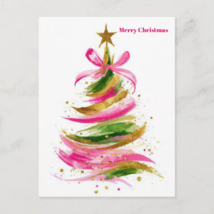 Cartão Postal De Festividades Saudação Festiva de Árvore de Natal