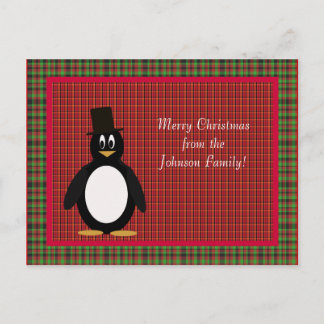 Cartão Postal De Festividades Saudação Pinguim