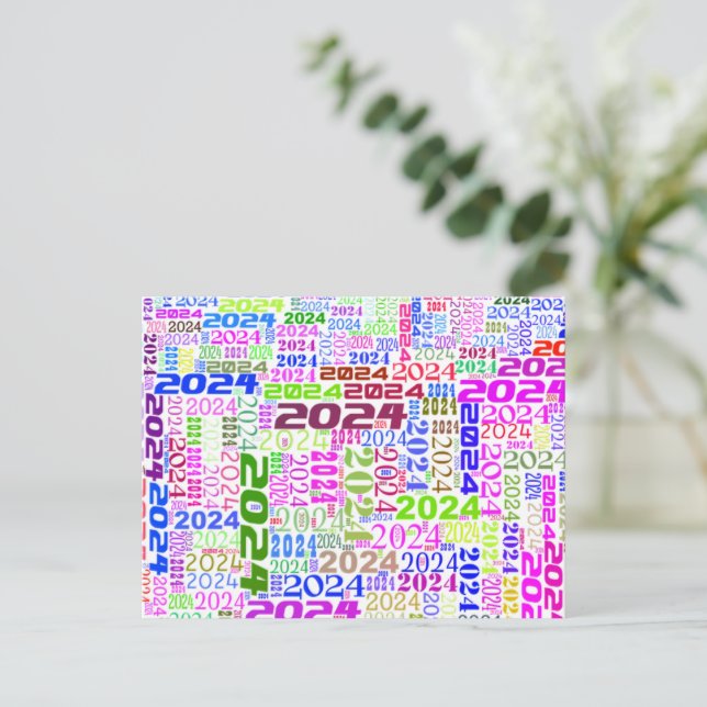 Cartão Postal De Festividades Saudações 2024 Ano Novo (Em pé/Frente)