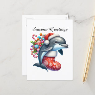 Cartão Postal De Festividades Saudações aos golfinhos festivos e habituais
