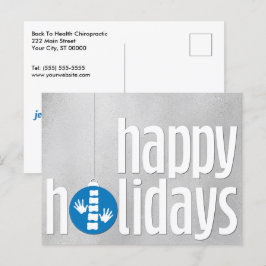 Cartão Postal De Festividades Saudações da Estação Moderna Silver Blue Chiroprac
