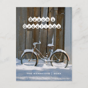 Cartão Postal De Festividades Saudações da temporada - Antiga Bicicleta cobert