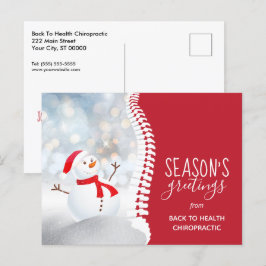 Cartão Postal De Festividades Saudações da temporada Snowman Chiropractic