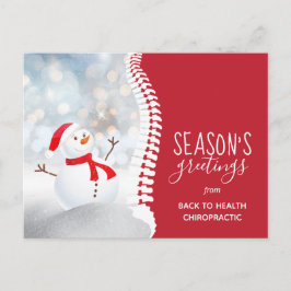 Cartão Postal De Festividades Saudações da temporada Snowman Chiropractic