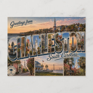 Cartão Postal De Festividades Saudações de Charleston Carolina do Sul Cartão Pos