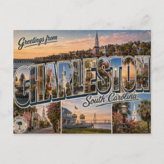 Cartão Postal De Festividades Saudações de Charleston Carolina do Sul Cartão Pos