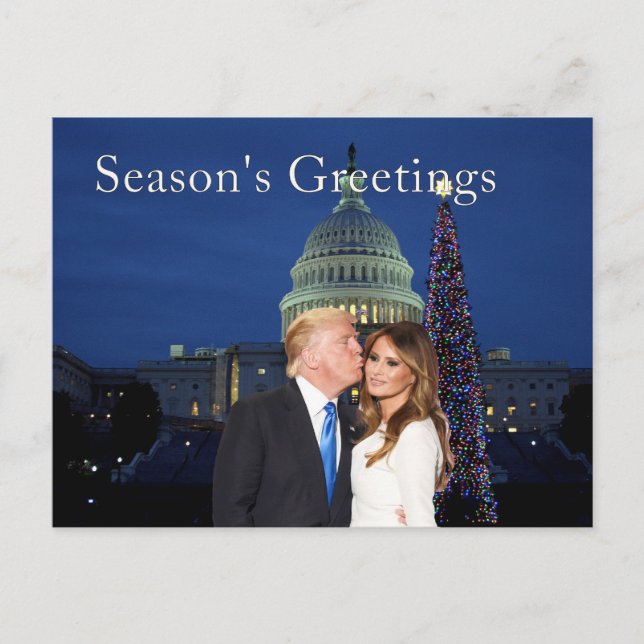 Cartão Postal De Festividades Saudações de Donald e Melania (Frente)