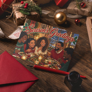 Cartão Postal De Festividades Saudações de Férias Natalino Preto Americano