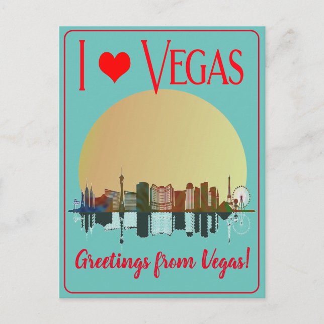 Cartão Postal De Festividades Saudações de Las Vegas Skyline Sunrise Souvenir (Frente)