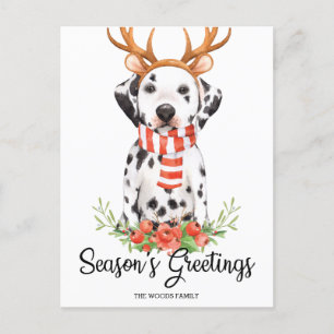 Cartão Postal De Festividades Saudações de Natal da Temporada do Cão Dálmata