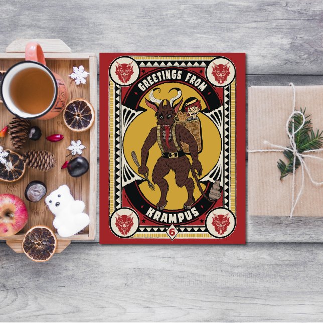 Cartão Postal De Festividades Saudações de Natal dos Brinquedos de Carregando Kr (What kind of gifts can you expect from Krampus this Christmas?)