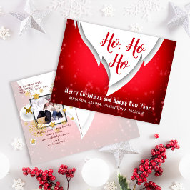 Cartão Postal De Festividades Saudações de Natal e Foto de Ano Novo do Red Ho Ho