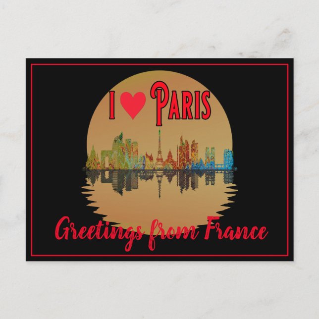 Cartão Postal De Festividades Saudações De Paris Skyline Sunset Souvenir (Frente)