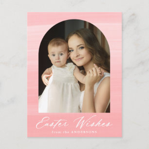 Cartão Postal De Festividades Saudações de Páscoa com Foto em Arco de Aquarela R