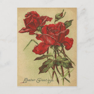 Cartão Postal De Festividades Saudações de Páscoa Vintage