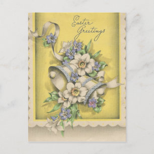 Cartão Postal De Festividades Saudações de Páscoa Vintage com Sinos