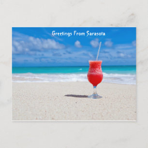 Cartão Postal De Festividades Saudações de Sarasota, Flórida Beach Holiday Pos
