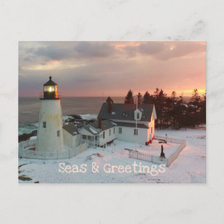 Cartão Postal De Festividades Saudações de Seasons Esmagam o Farol de Natal