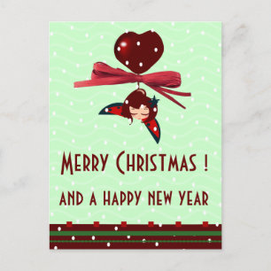 Cartão Postal De Festividades saudações de senhybug kawaii xmas