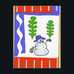 Cartão Postal De Festividades Saudações de Snowman Season<br><div class="desc">Saudações de Snowman Season,  estilo abstrato, </div>