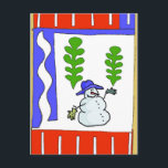 Cartão Postal De Festividades Saudações de Snowman Season<br><div class="desc">Saudações de Snowman Season,  estilo abstrato, </div>