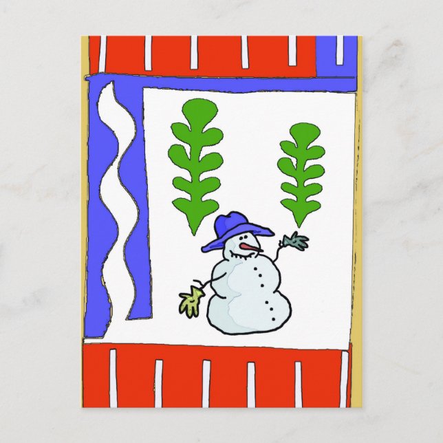 Cartão Postal De Festividades Saudações de Snowman Season (Frente)