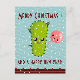 Cartão Postal De Festividades saudações do cacto green xmas
