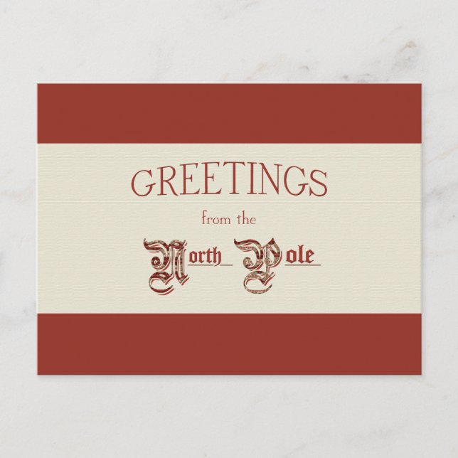 Cartão Postal De Festividades Saudações do Polo Norte (Frente)