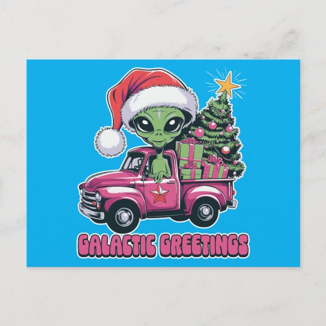 Cartão Postal De Festividades Saudações Galácticas alienígenas (Frente)