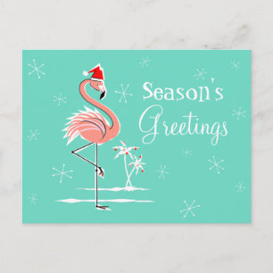 Cartão Postal De Festividades Saudações Horizontais do Natal Flamingo Season