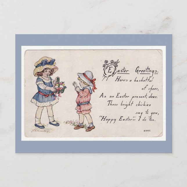 Cartão Postal De Festividades Saudações páscoas (Frente)