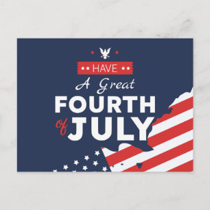 Cartão Postal De Festividades Saudações Patrióticas Litorâneas 4 de Julho