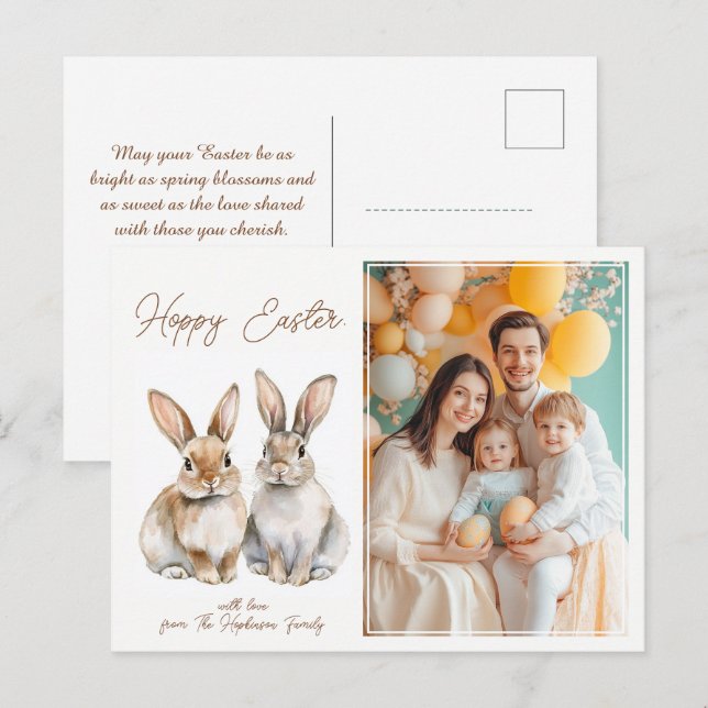 Cartão Postal De Festividades Saudações personalizáveis 🐇 Bunny Bliss (Frente/Verso)