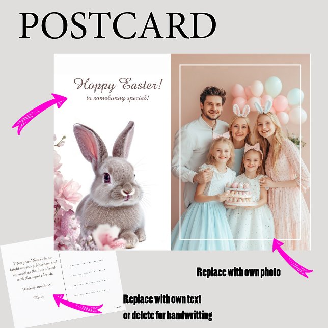 Cartão Postal De Festividades Saudações personalizáveis 🐇 "Bunny Love" (Customizable 🐇Bunny Love Greetings)