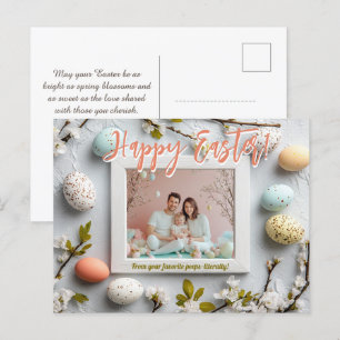Cartão Postal De Festividades 🐰 🥚 🌸 saudações personalizáveis de Páscoa de os