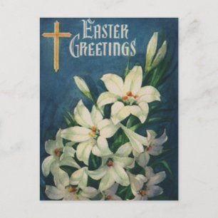 Cartão Postal De Festividades Saudações Religiosas à Páscoa, Lily Flowers
