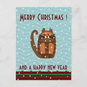 Cartão Postal De Festividades saudações rufus cat kawaii xmas