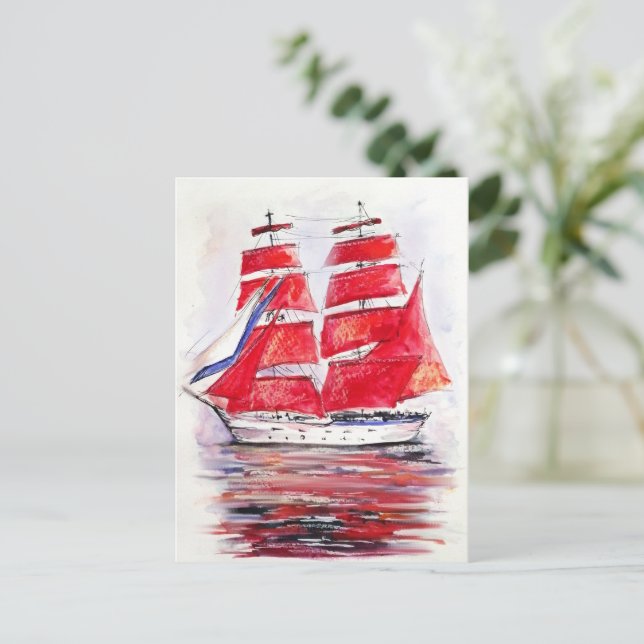 Cartão Postal De Festividades Scarlet Sails (Em pé/Frente)
